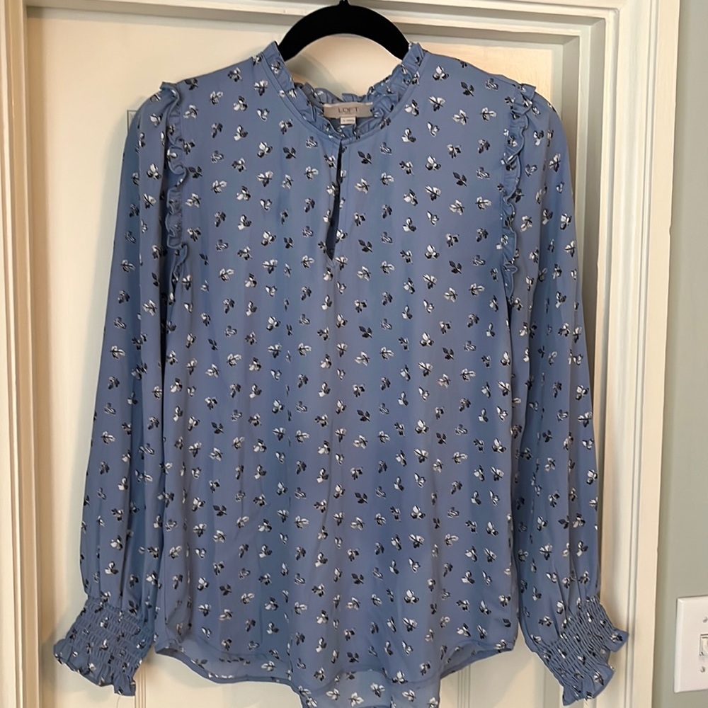 Loft Outlet Blue Floral Blouse